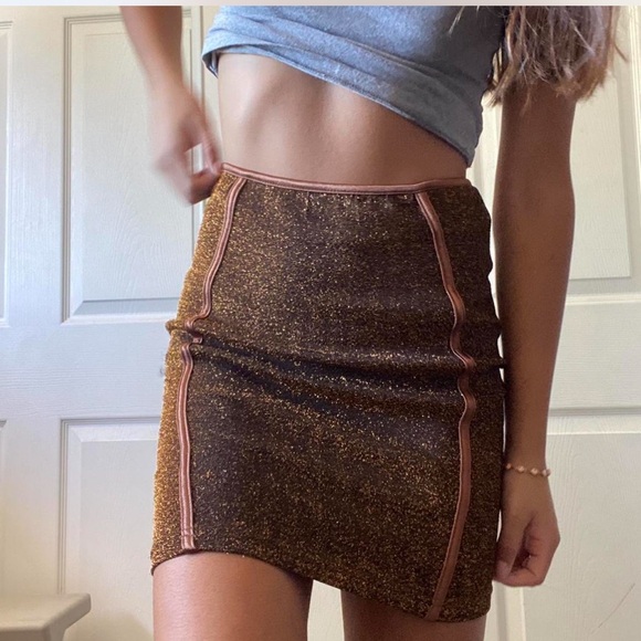 Windsor brown and gold shimmering skirt. Size Medium. - Picture 2 of 9